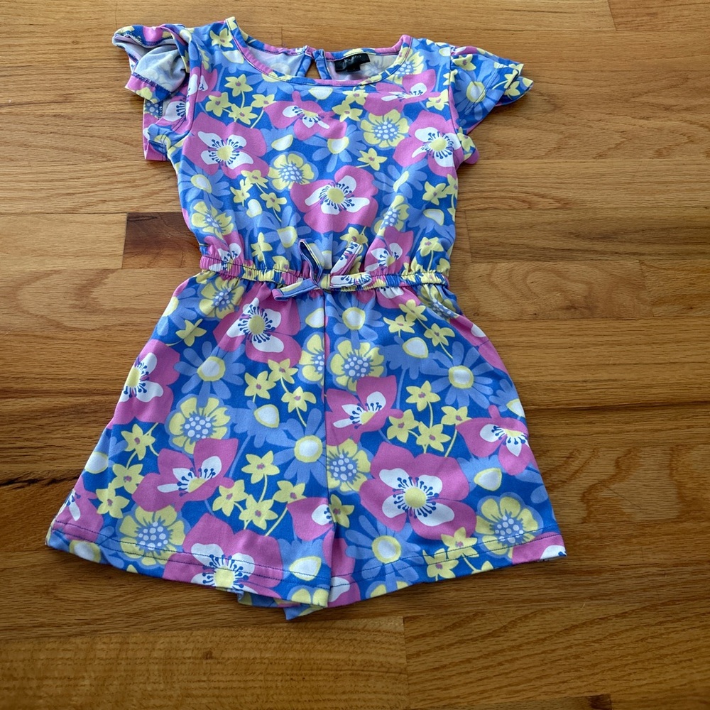 Floral Blue and Pink Romper